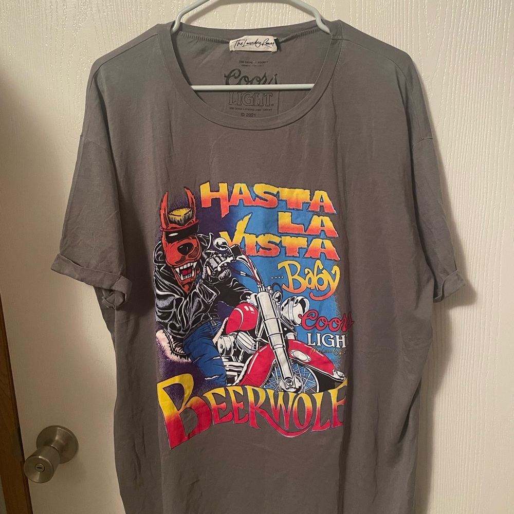 The Laundry Room Coors Light BeerWolf T-shirt Men’s SZ L “Hasta La Vista Baby”